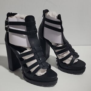 Black Strappy High Heel Sandals Size 9
